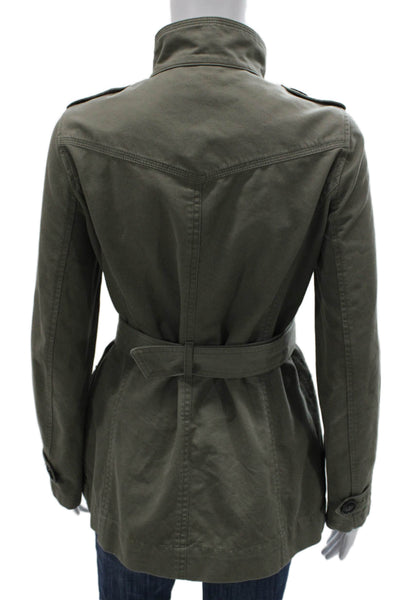 Comptoir Des Cotonniers Womens Military Jacket Green Button Long Sleeve Size 36