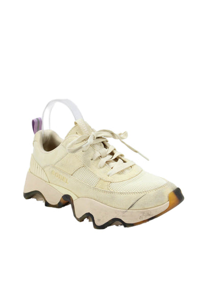 Sorel Womens Suede Kinetic Impact II Wonder Lace Sneakers Beige Size 9.5