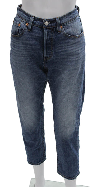 Levi Strauss & Co Women Straight Jeans Blue High Rise Cotton Size 25