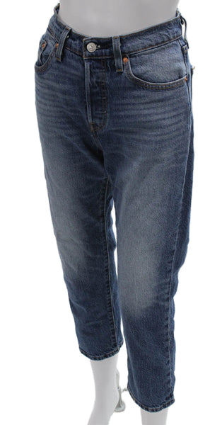 Levi Strauss & Co Women Straight Jeans Blue High Rise Cotton Size 25