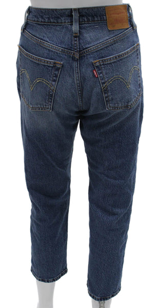 Levi Strauss & Co Women Straight Jeans Blue High Rise Cotton Size 25
