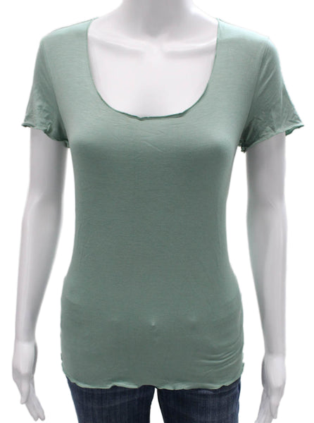 Armani Collezioni Women Short Sleeve Scoop Neck Viscose Green T-Shirt Size 10