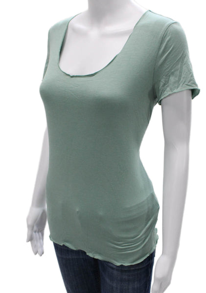 Armani Collezioni Women Short Sleeve Scoop Neck Viscose Green T-Shirt Size 10