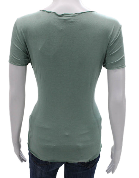 Armani Collezioni Women Short Sleeve Scoop Neck Viscose Green T-Shirt Size 10