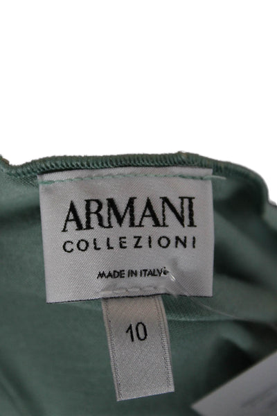Armani Collezioni Women Short Sleeve Scoop Neck Viscose Green T-Shirt Size 10