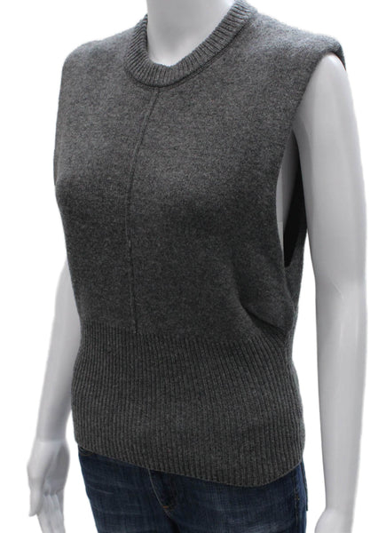 Zara Womens Gray Wool Crew Neck Vest Size S