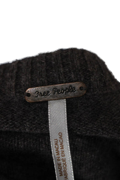 Free People Womens Cashmere Cable Knit V-Neck Sweater Vest Brown Size XS
