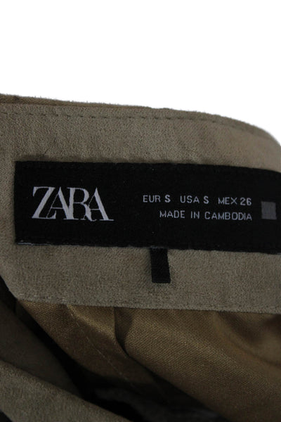 Zara Women Chino Pants Beige Polyester Zip Solid Size S