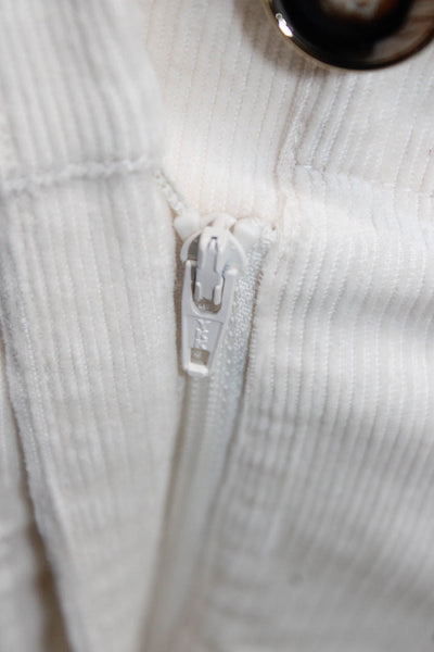 Elie Tahari Women Cropped Cotton Pants Ivory Solid Button Size 6