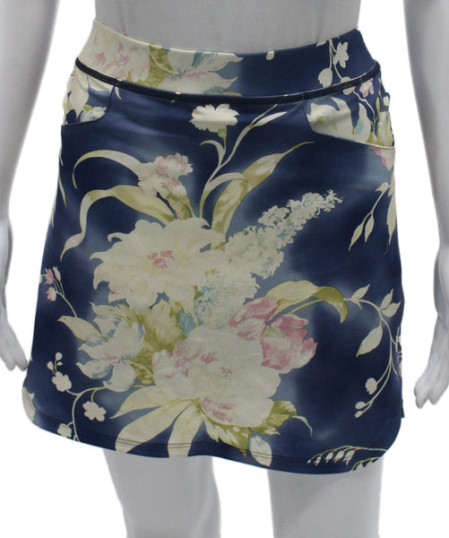 RLX Ralph Lauren Womens Athletic Floral Blue Skort Short Size S Petite