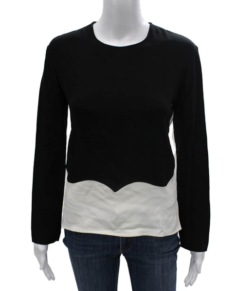 Stella McCartney Womens Black Colorblock Rayon Blouse Long Sleeve Zip Size 36