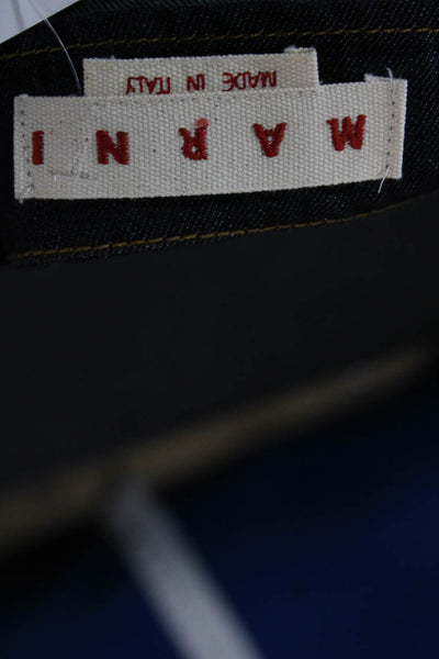 Marni Women Basic Cotton Boat Neck 3/4 Sleeve Zip Blouse Blue Size 38
