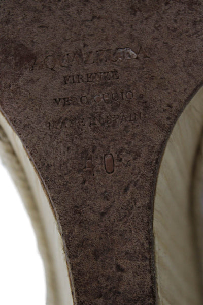 Aquazzura Womens Suede Lace-Up Wedge Sandals Beige Size 10