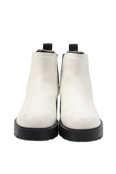 Ugg Womens Leather Markstrum Chelsea Ankle Boots White Size 8