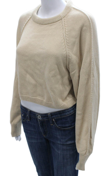Zara Women Beige Wool Pullover Sweater Crew Neck Long Sleeve Size XS