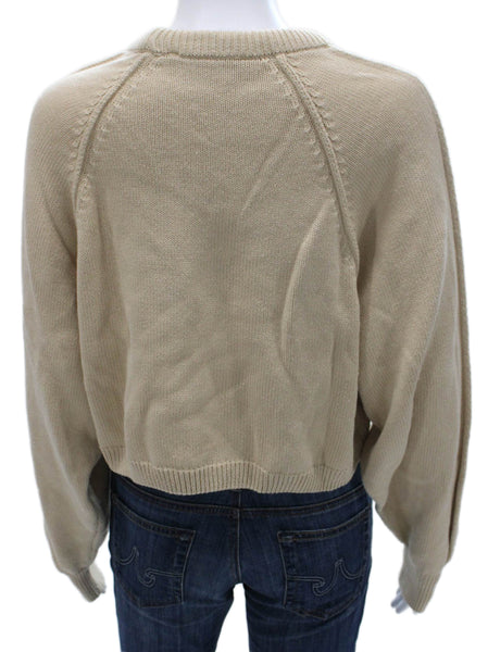 Zara Women Beige Wool Pullover Sweater Crew Neck Long Sleeve Size XS