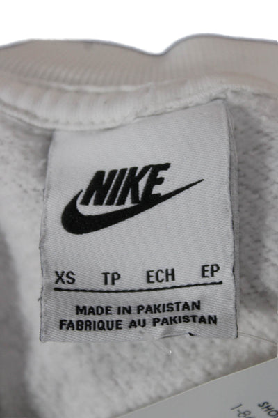 Nike Womens White Cotton Pullover Sweatshirt Crew Neck Long Sleeve Size XS