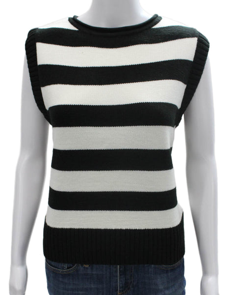 525 Womens Striped Acrylic Sleeveless Vest Sweater Crew Neck Multicolor Size XS