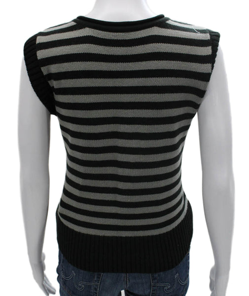 525 Womens Striped Acrylic Sleeveless Vest Sweater Crew Neck Multicolor Size XS