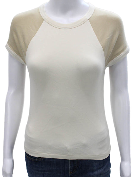 Madewell Womens Ringer T-Shirt Ivory Crew Neck Short Sleeve Cotton Size XS