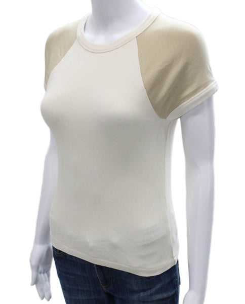 Madewell Womens Ringer T-Shirt Ivory Crew Neck Short Sleeve Cotton Size XS