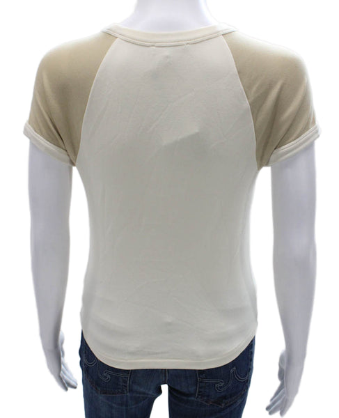 Madewell Womens Ringer T-Shirt Ivory Crew Neck Short Sleeve Cotton Size XS