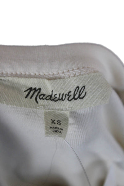Madewell Womens Ringer T-Shirt Ivory Crew Neck Short Sleeve Cotton Size XS