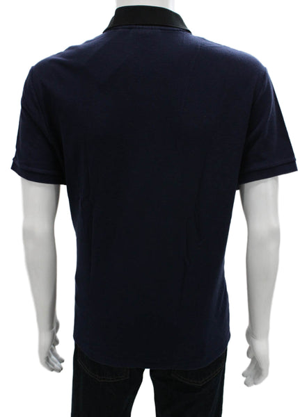 Lacoste Mens Short Sleeve Collared Knit Polo Shirt Navy White Cotton Size 2XL
