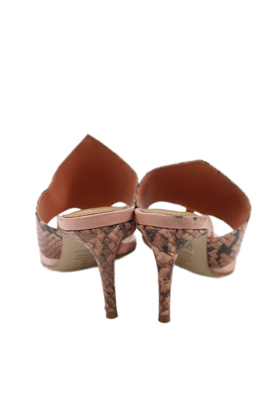 Schutz Womens Stiletto Heel Snakeskin Printed T Strap Sandals Pink Size 5B