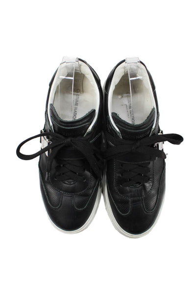 Costume National Womens Lace Up Platform Low Top Sneakers Black Leather Size 6.5