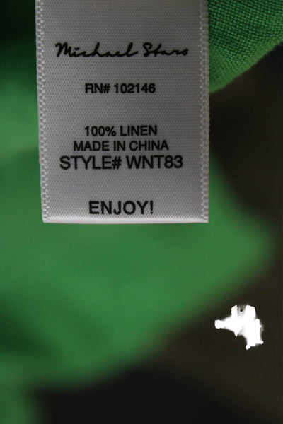 Michael Stars Women Shirt Dress Green Linen Collared Long Sleeve Button Size S