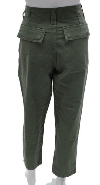 Pistola Women Cargo Pants Green Cotton Zip Inseam 27 Size 26