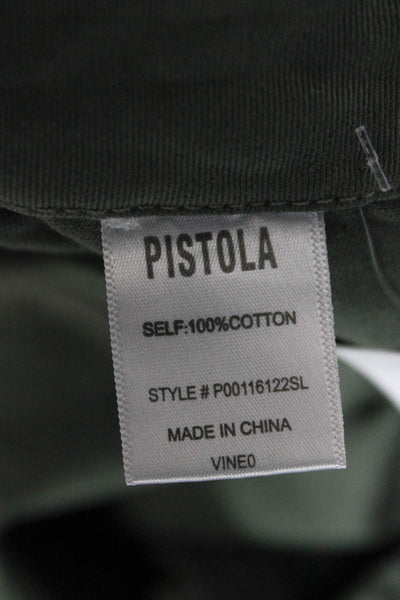 Pistola Women Cargo Pants Green Cotton Zip Inseam 27 Size 26