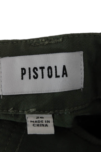 Pistola Women Cargo Pants Green Cotton Zip Inseam 27 Size 26