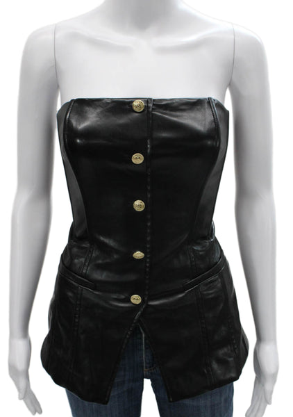 Cami NYC Womens Corset Top Black Polyurethane Square Neck Sleeveless Size 10