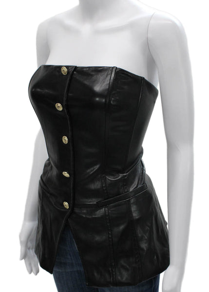 Cami NYC Womens Corset Top Black Polyurethane Square Neck Sleeveless Size 10