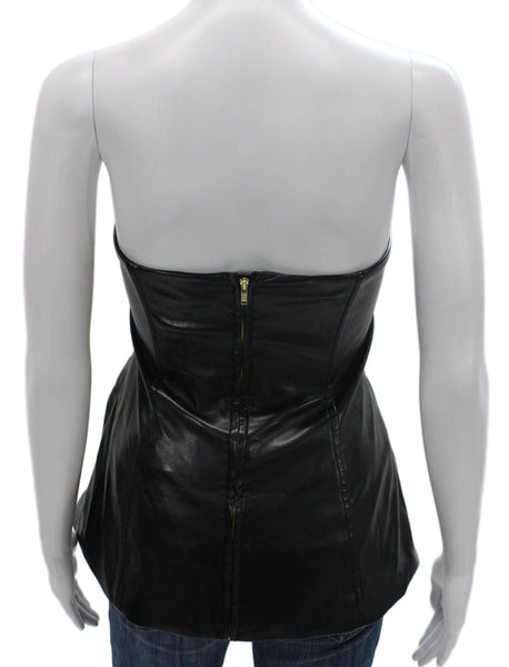 Cami NYC Womens Corset Top Black Polyurethane Square Neck Sleeveless Size 10