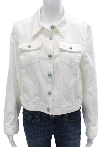 Cinq A Sept Women Basic White Button Jacket Size M