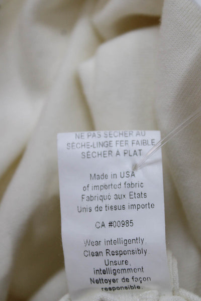 Maria + Cornejo Women Ivory Cotton V Neck Long Sleeve Basic T-Shirt Size L
