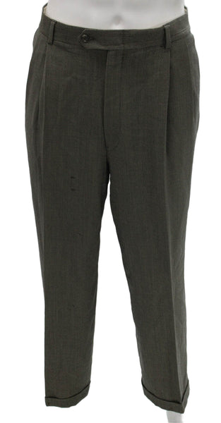 Tallia Uomo Mens 3 Piece Suit Green Geometric Super 100s Wool Size 44