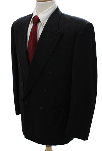 Ermenegildo Zegna Mens Black Wool Striped Jacket Size 52