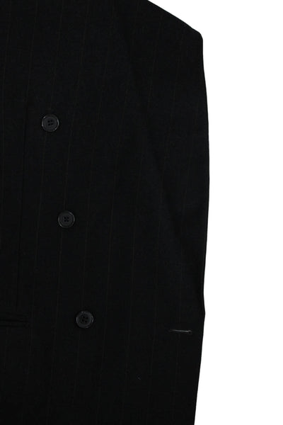 Ermenegildo Zegna Mens Black Wool Striped Jacket Size 52