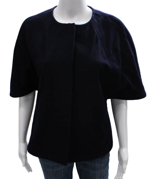 Charlotte Brody Womens Basic Wool Button Cape Blue Size XS