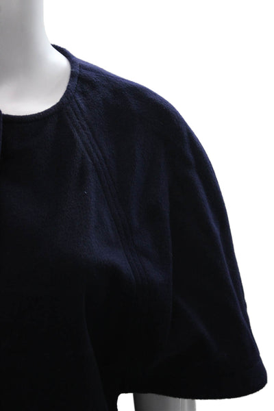 Charlotte Brody Womens Basic Wool Button Cape Blue Size XS