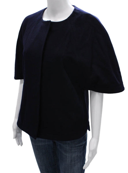 Charlotte Brody Womens Basic Wool Button Cape Blue Size XS