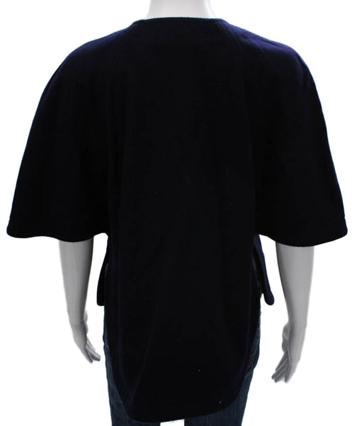 Charlotte Brody Womens Basic Wool Button Cape Blue Size XS