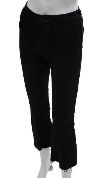 L'Agence Womens Cropped Black Mid Rise Cotton Blend Jeans Button Size 23