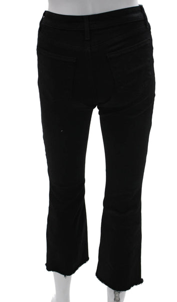L'Agence Womens Cropped Black Mid Rise Cotton Blend Jeans Button Size 23