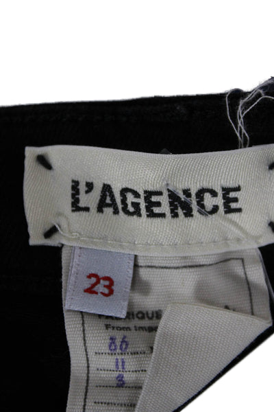 L'Agence Womens Cropped Black Mid Rise Cotton Blend Jeans Button Size 23