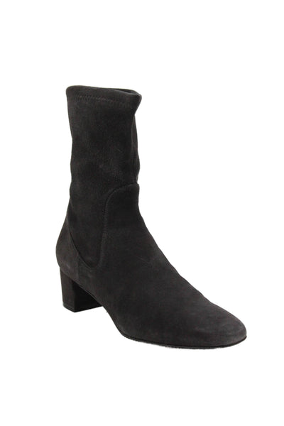 Stuart Weitzman Womens Suede Heeled Mid-Calf Boots Gray Size 9